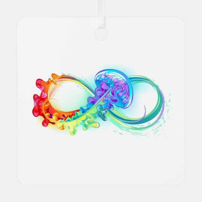 Infinity with Rainbow Jellyfish Metal Ornament (Front)