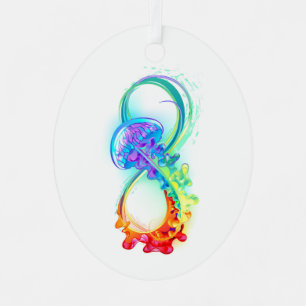 Infinity with Rainbow Jellyfish Metal Ornament