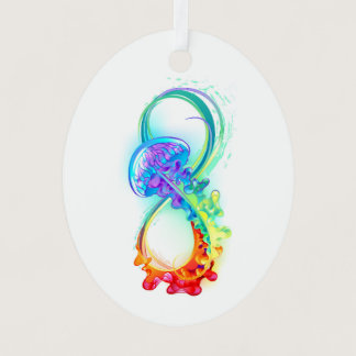 Infinity with Rainbow Jellyfish Metal Ornament