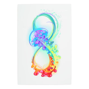 Infinity with Rainbow Jellyfish Metal Print