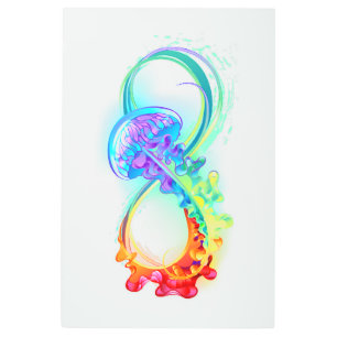 Infinity with Rainbow Jellyfish Metal Print