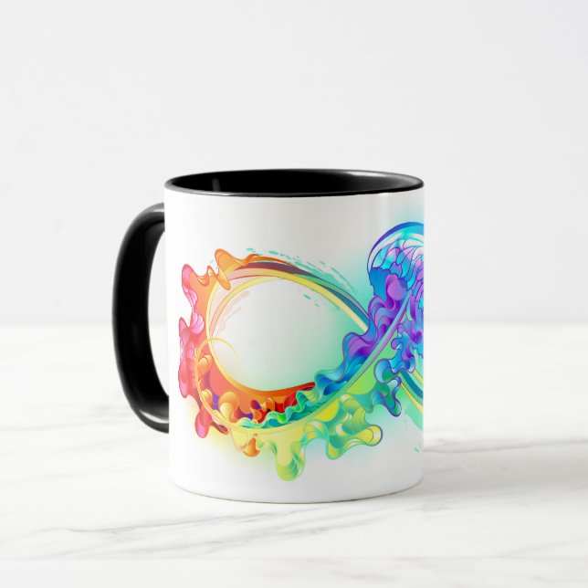 Infinity with Rainbow Jellyfish Mug (Front Left)