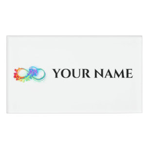 Infinity with Rainbow Jellyfish Name Tag