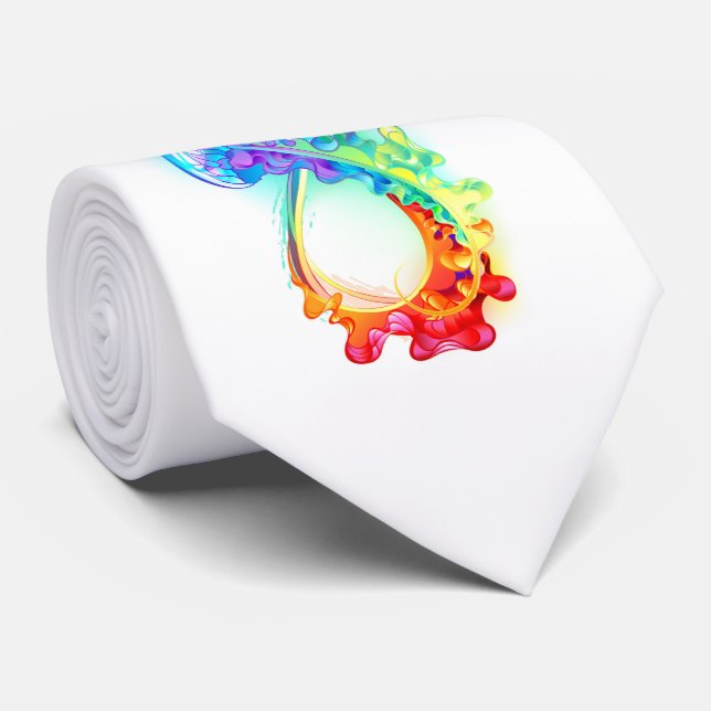 Infinity with Rainbow Jellyfish Neck Tie (Rolled)