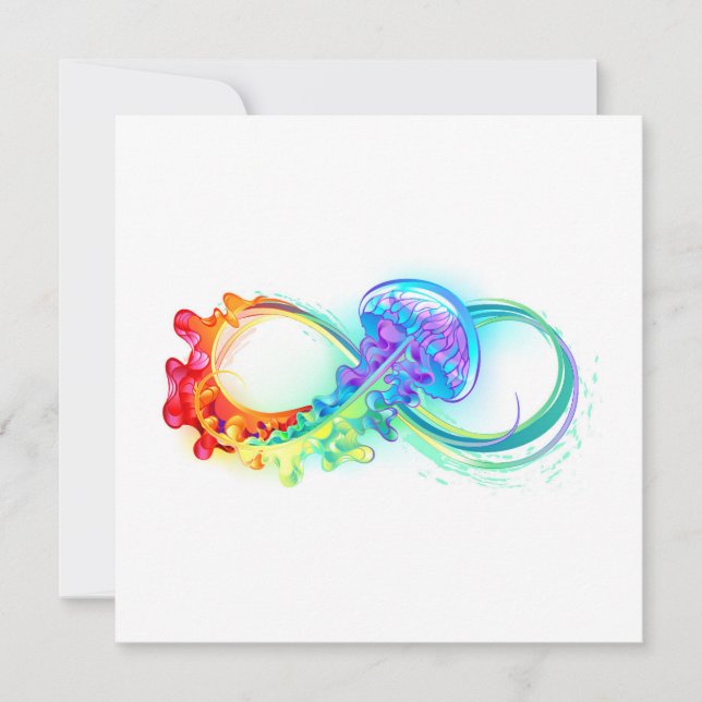 Infinity with Rainbow Jellyfish Note Card (Front)