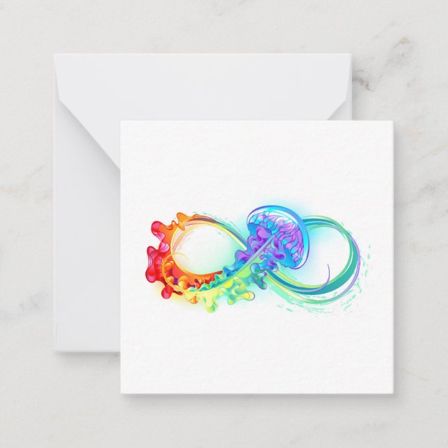 Infinity with Rainbow Jellyfish Note Card (Front)