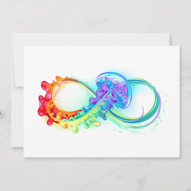 Infinity with Rainbow Jellyfish Note Card (Front)