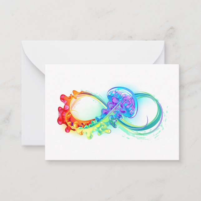 Infinity with Rainbow Jellyfish Note Card (Front)