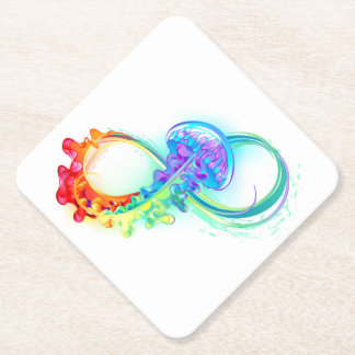 Infinity with Rainbow Jellyfish Paper Coaster