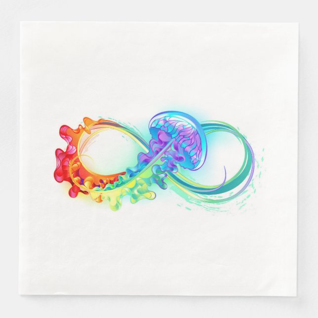 Infinity with Rainbow Jellyfish Paper Dinner Napkins (Front)