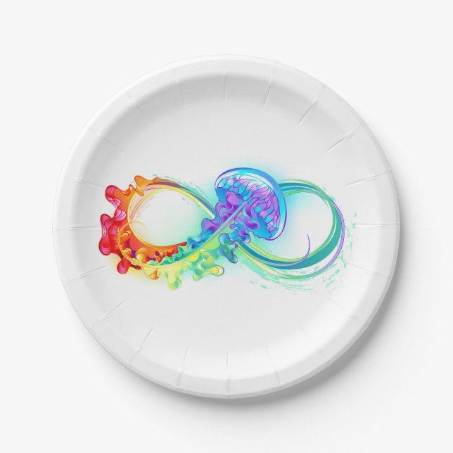 Infinity with Rainbow Jellyfish Paper Plates (Front)