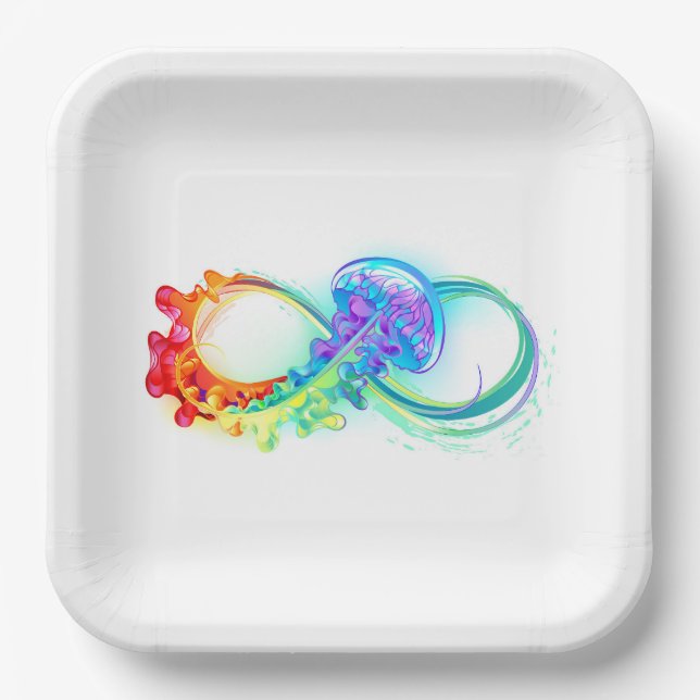 Infinity with Rainbow Jellyfish Paper Plates (Front)