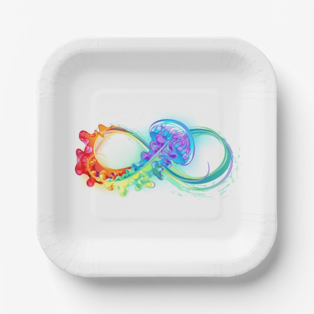Infinity with Rainbow Jellyfish Paper Plates (Front)
