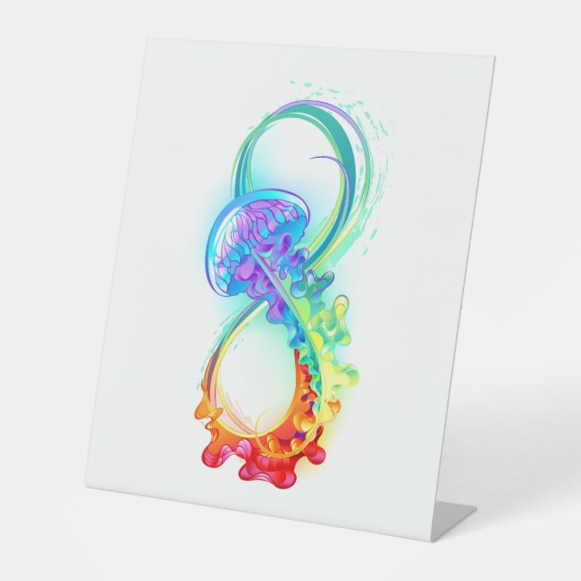 Infinity with Rainbow Jellyfish Pedestal Sign (Front)