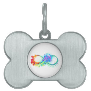 Infinity with Rainbow Jellyfish Pet ID Tag