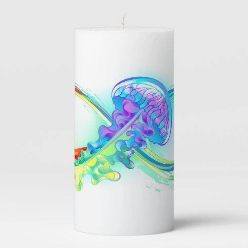 Infinity with Rainbow Jellyfish Pillar Candle