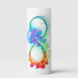 Infinity with Rainbow Jellyfish Pillar Candle