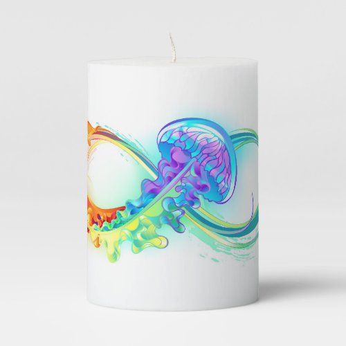 Infinity with Rainbow Jellyfish Pillar Candle