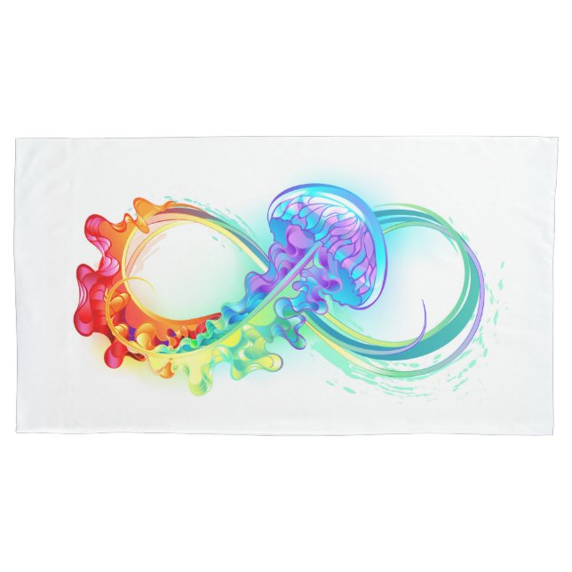 Infinity with Rainbow Jellyfish Pillow Case (Front-Left)