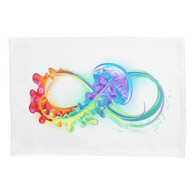 Infinity with Rainbow Jellyfish Pillow Case (Front)