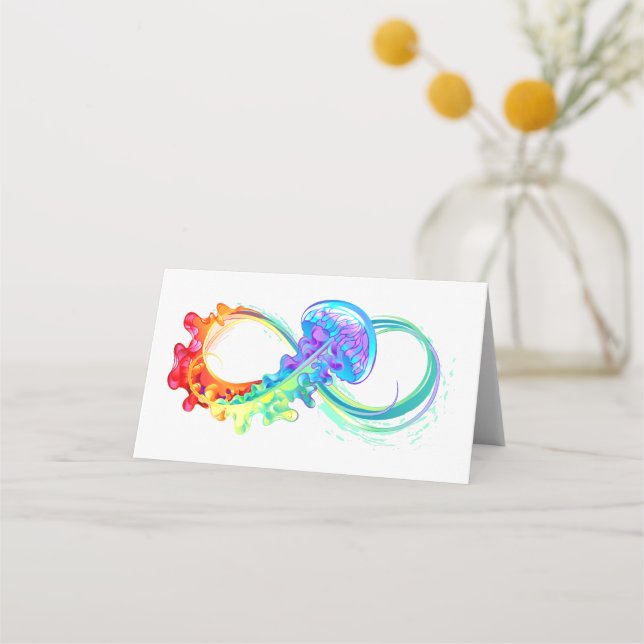 Infinity with Rainbow Jellyfish Place Card (Front)