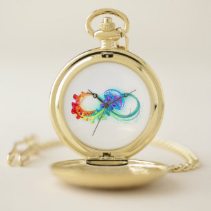 Infinity with Rainbow Jellyfish Pocket Watch