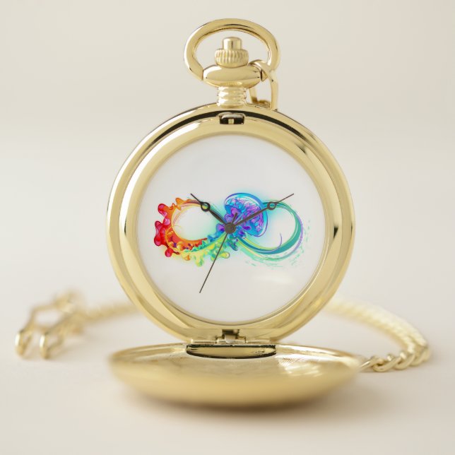Infinity with Rainbow Jellyfish Pocket Watch (Inside)