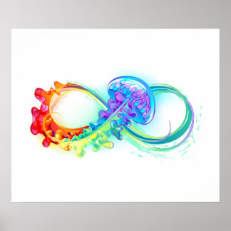 Infinity with Rainbow Jellyfish Poster