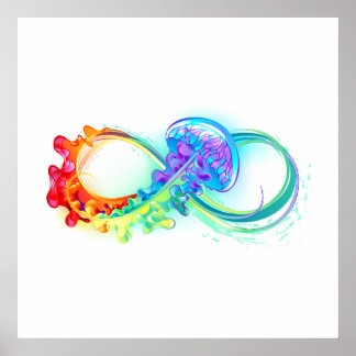Infinity with Rainbow Jellyfish Poster