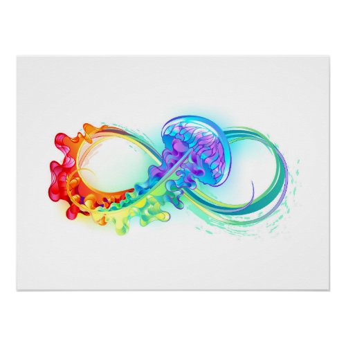 Infinity with Rainbow Jellyfish Poster