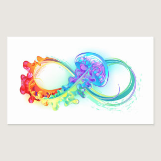 Infinity with Rainbow Jellyfish Rectangular Sticker