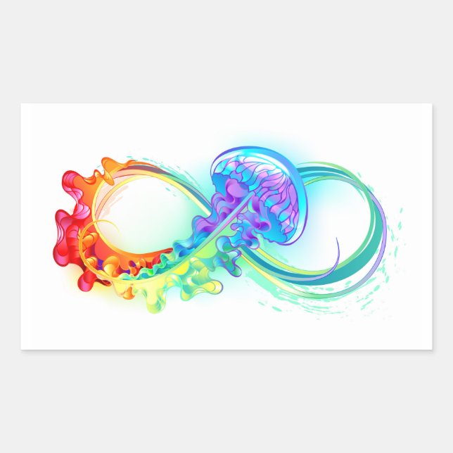 Infinity with Rainbow Jellyfish Rectangular Sticker (Front)