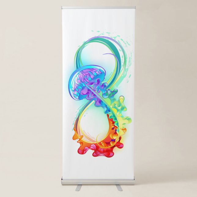 Infinity with Rainbow Jellyfish Retractable Banner (Front)