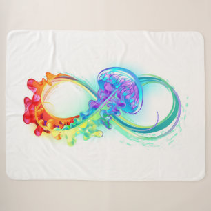 Infinity with Rainbow Jellyfish Sherpa Blanket