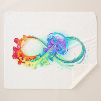 Infinity with Rainbow Jellyfish Sherpa Blanket