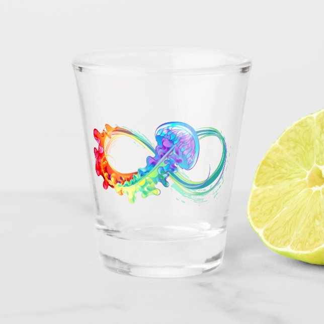 Infinity with Rainbow Jellyfish Shot Glass (Front)