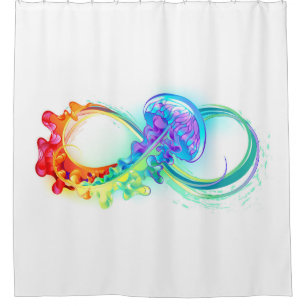 Infinity with Rainbow Jellyfish Shower Curtain