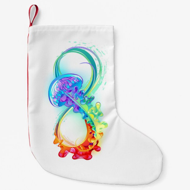 Infinity with Rainbow Jellyfish Small Christmas Stocking (Front)