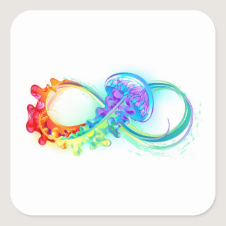 Infinity with Rainbow Jellyfish Square Sticker