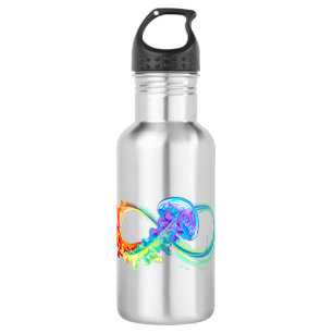 Infinity with Rainbow Jellyfish Stainless Steel Water Bottle