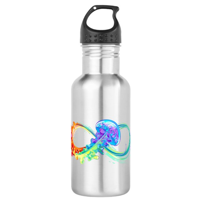 Infinity with Rainbow Jellyfish Stainless Steel Water Bottle (Front)