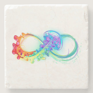 Infinity with Rainbow Jellyfish Stone Coaster