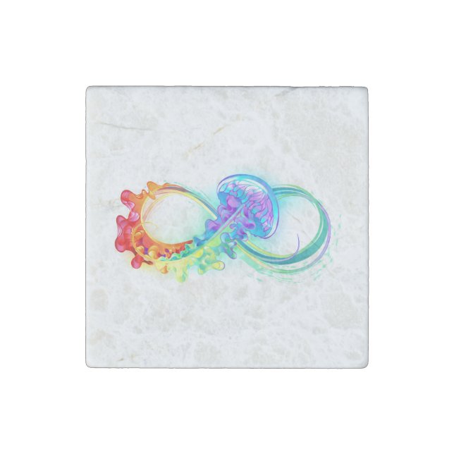 Infinity with Rainbow Jellyfish Stone Magnet (Front)