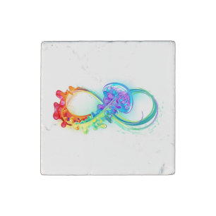 Infinity with Rainbow Jellyfish Stone Magnet