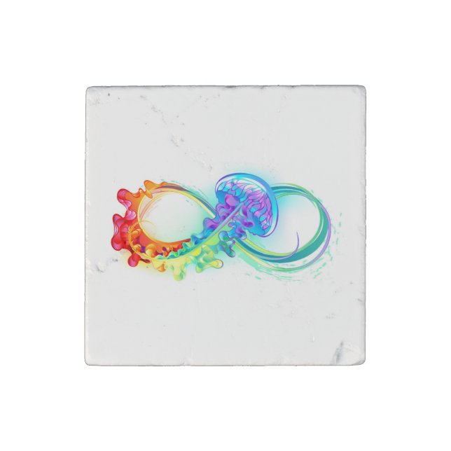 Infinity with Rainbow Jellyfish Stone Magnet (Front)