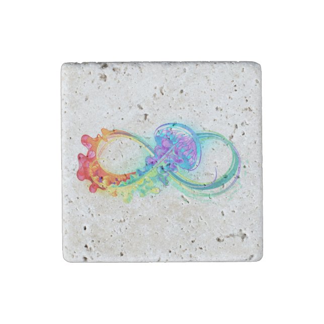 Infinity with Rainbow Jellyfish Stone Magnet (Front)