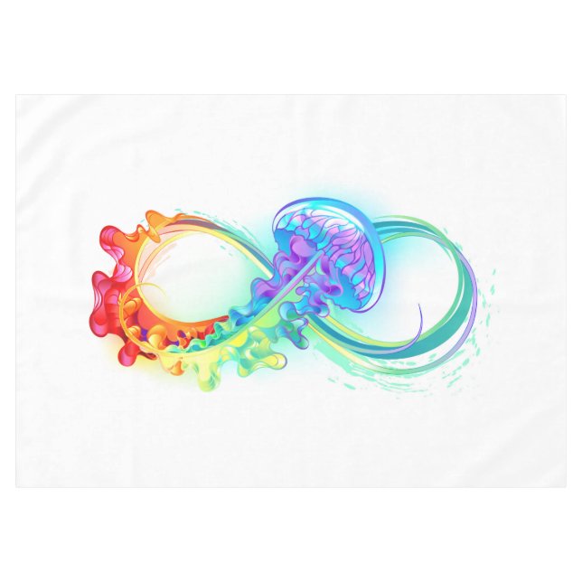 Infinity with Rainbow Jellyfish Tablecloth (Front (Horizontal))