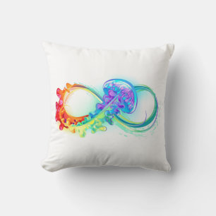 Infinity with Rainbow Jellyfish Throw Pillow