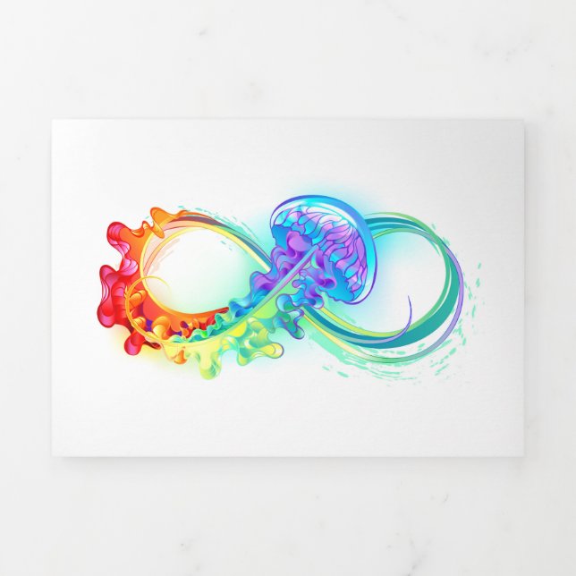Infinity with Rainbow Jellyfish Tri-Fold Holiday Card (Cover)
