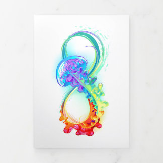 Infinity with Rainbow Jellyfish Tri-Fold Holiday Card